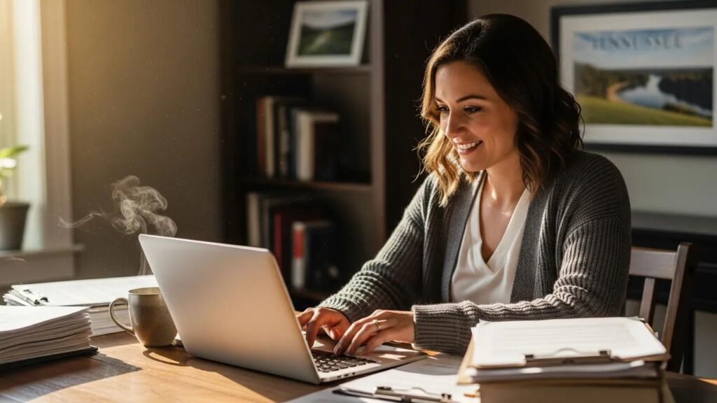 Tennessee small business owner reviewing payment regulations at a desk